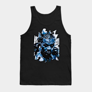 Black Boxer in Fighting Stance with Furious Face in Ink Painting Style Tank Top